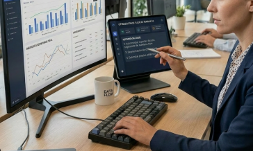 Firefly_Una persona de tez blanca integrándo la IA como una herramienta concreta en su trabaj 13020