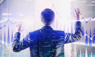 Businessman working with interactive graph